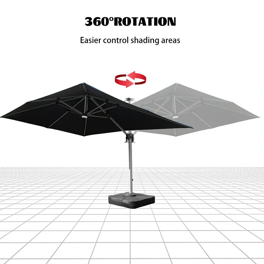 Cantilever Umbrella with Solar Lights - Rectangular