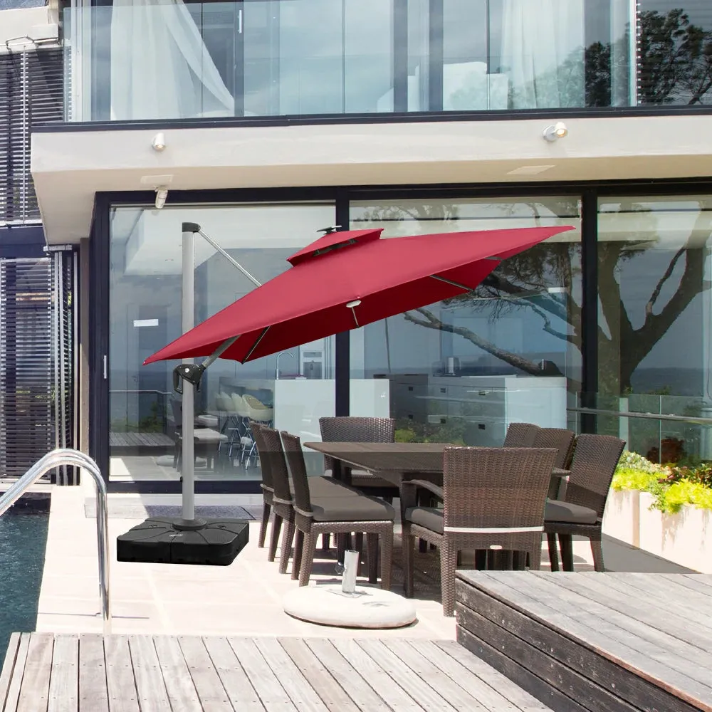 Cantilever Umbrella with Solar Lights - Rectangular