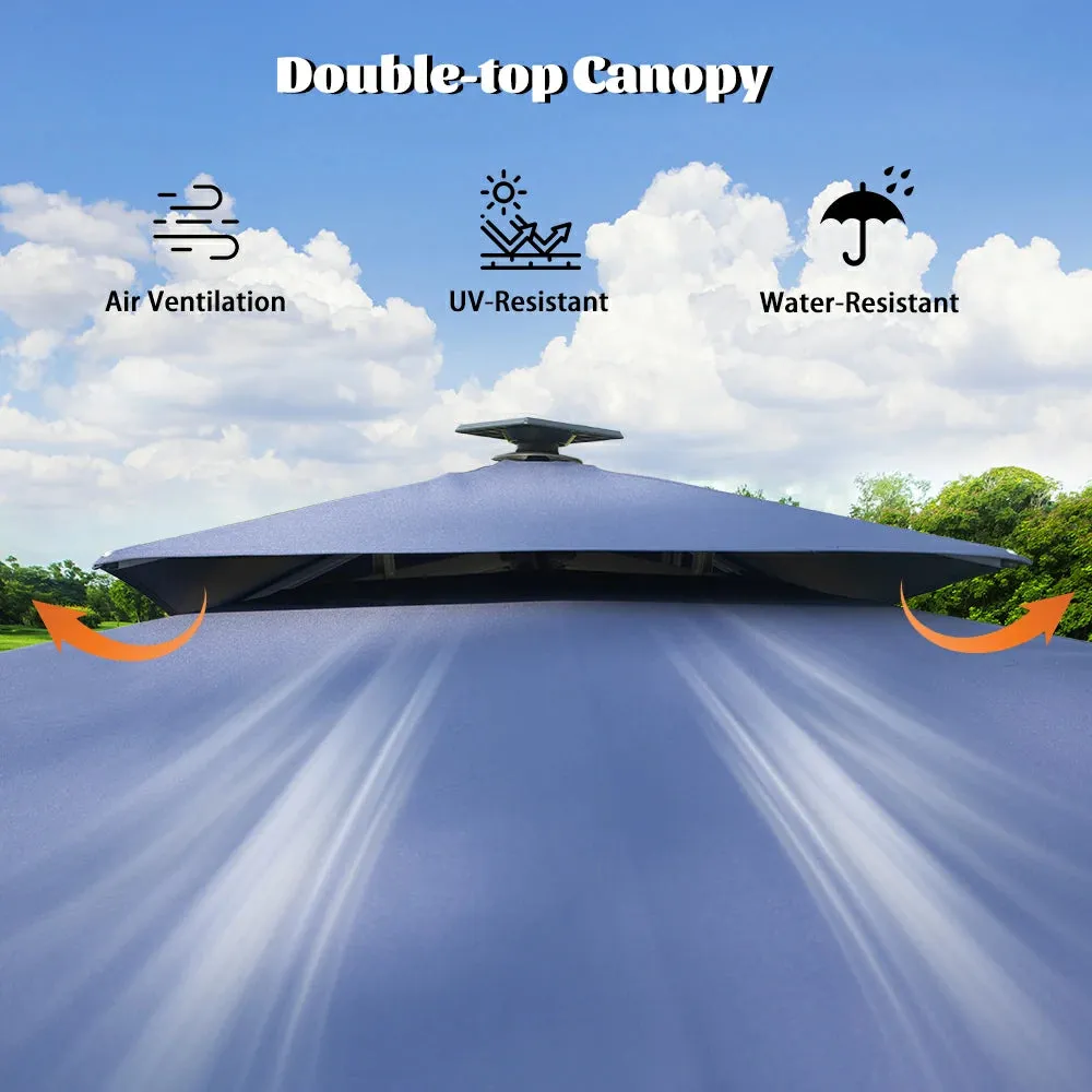 Cantilever Umbrella with Solar Lights - Rectangular