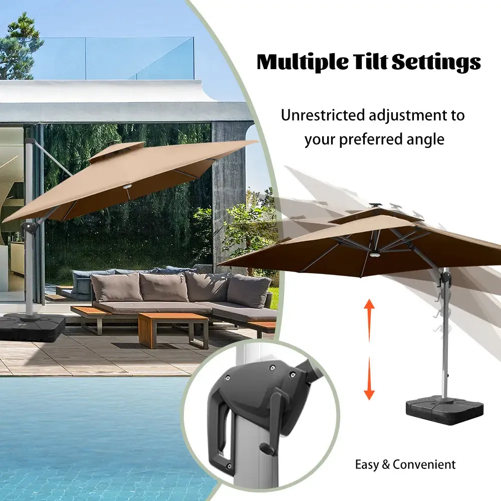 Cantilever Umbrella with Solar Lights - Rectangular