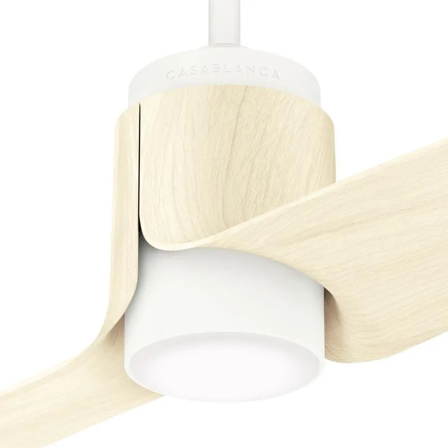 Casablanca Aya WIFI Enabled DC Motor 54-in Porcelain White Indoor/Outdoor Smart Ceiling Fan with Wall-Mounted Remote (2-Blade)