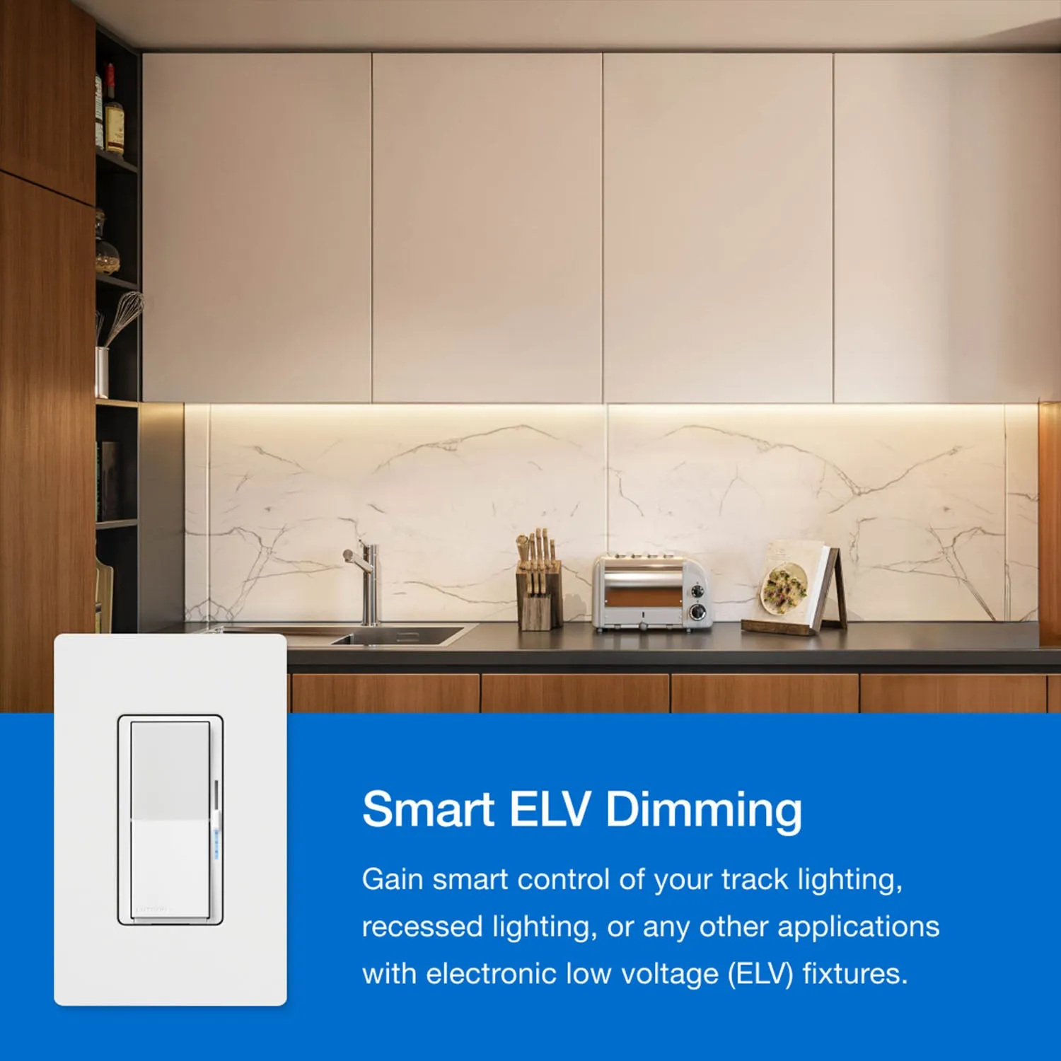 Caseta Smart Dimmer Switch ELV , 250 Watts, Neutral Required, White