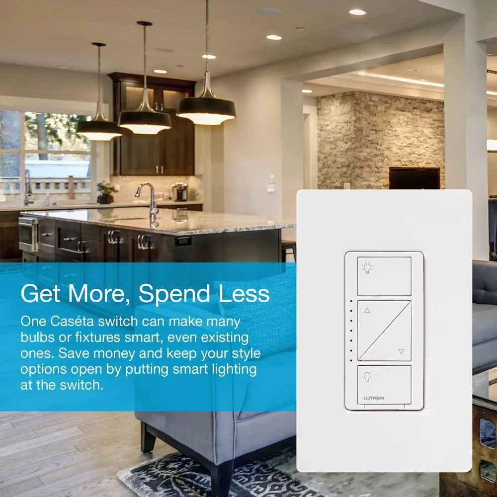 Caseta Wireless Smart Lighting Dimmer Switch (2 count) Starter Kit with Pedestals for Pico Remotes