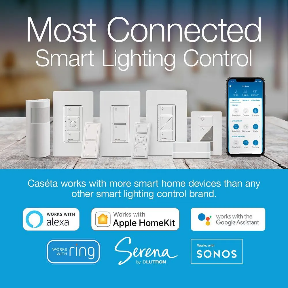 Caseta Wireless Smart Lighting Dimmer Switch (2 count) Starter Kit with Pedestals for Pico Remotes