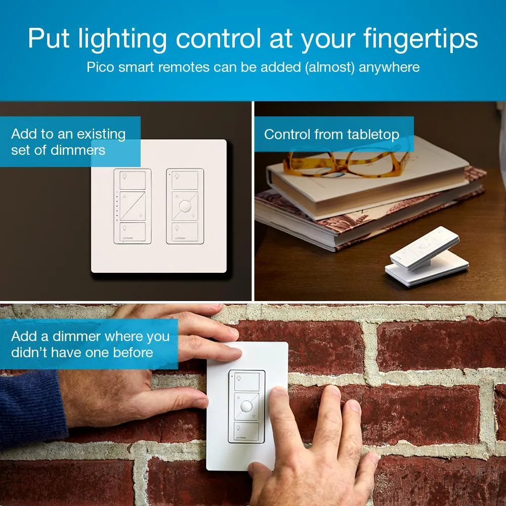 Caseta Wireless Smart Lighting Dimmer Switch (2 count) Starter Kit with Pedestals for Pico Remotes