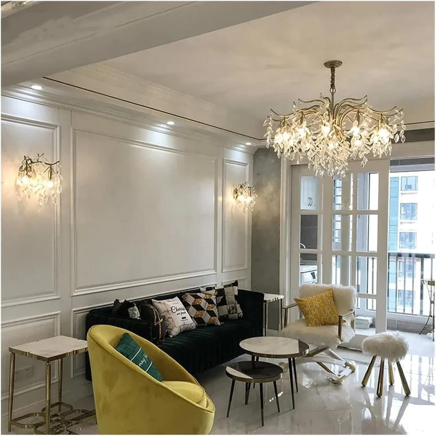Chandelier Chandelier Luxury Led Crystal Chandelier Wicker Leaf Chandelier Dining Room Living Room Shades Bedroom Decorative Home Appliances