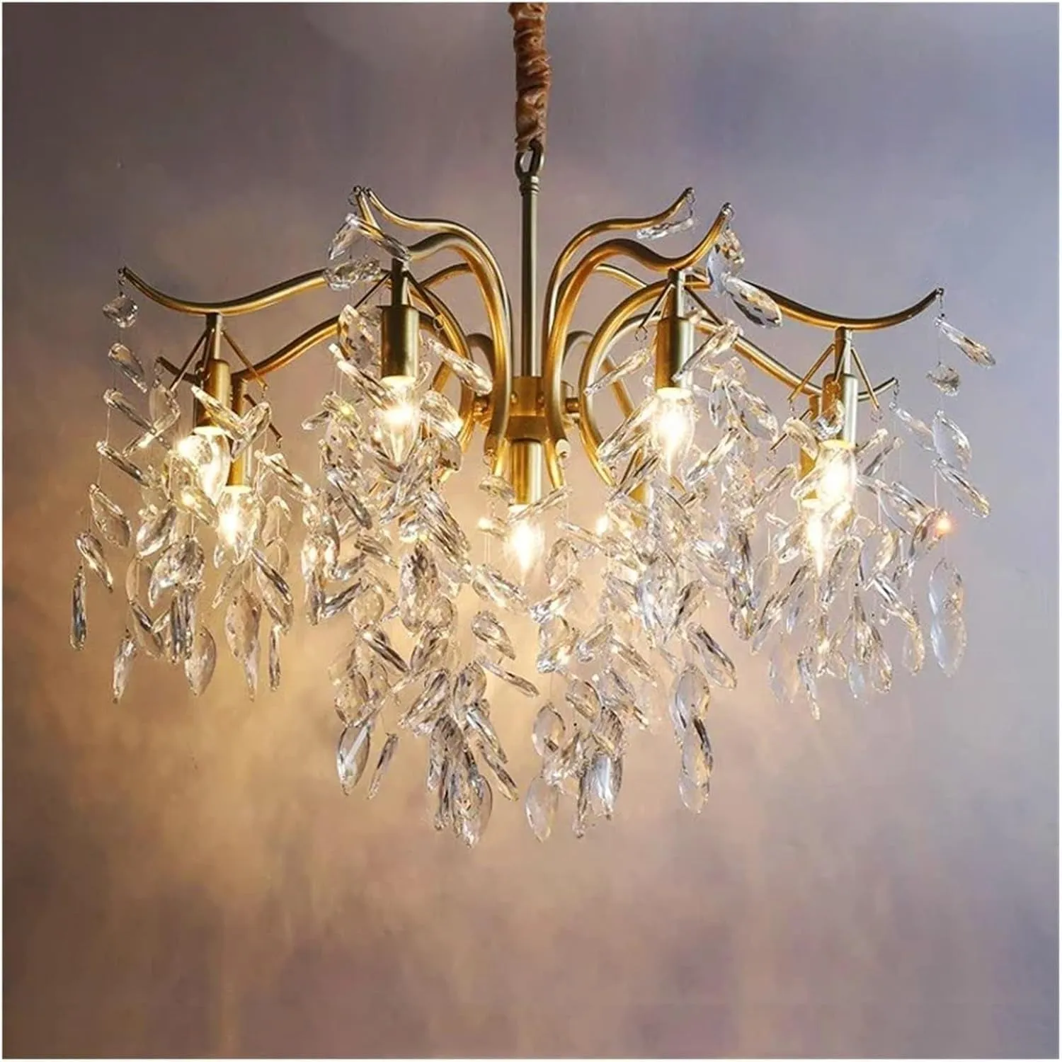 Chandelier Chandelier Luxury Led Crystal Chandelier Wicker Leaf Chandelier Dining Room Living Room Shades Bedroom Decorative Home Appliances