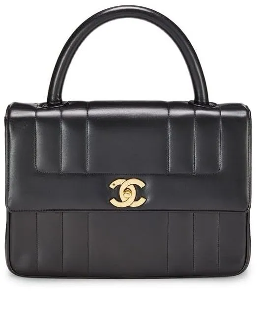 CHANEL,  Black Vertical Lambskin Kelly , Black