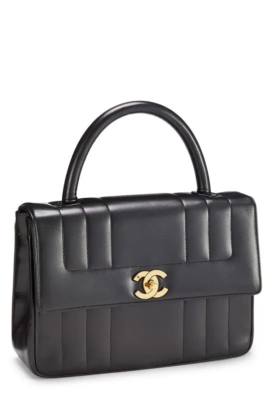 CHANEL,  Black Vertical Lambskin Kelly , Black