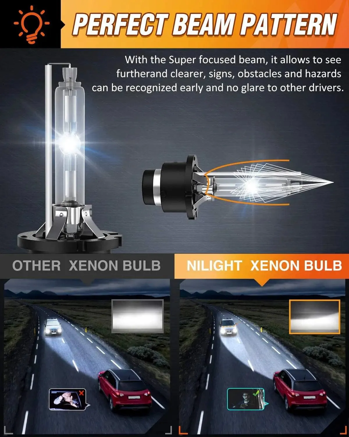 D2S 35W 6000K Diamond White HID Headlight Bulbs
