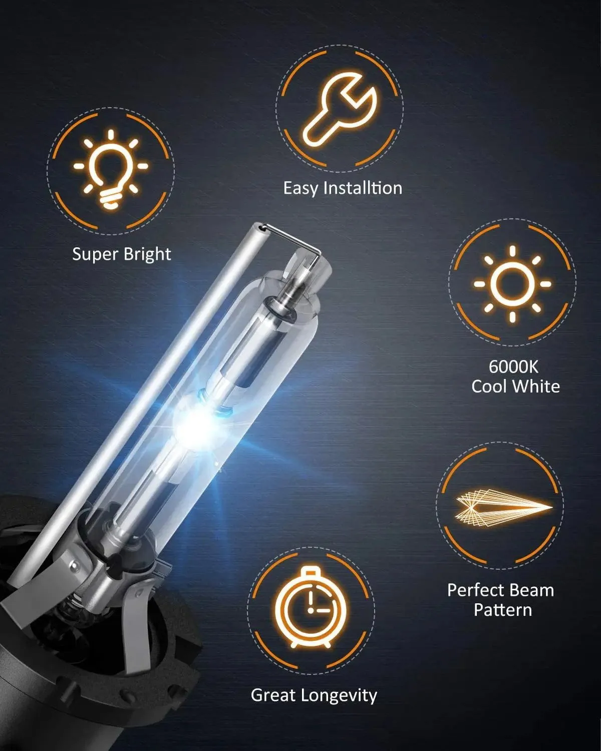 D2S 35W 6000K Diamond White HID Headlight Bulbs