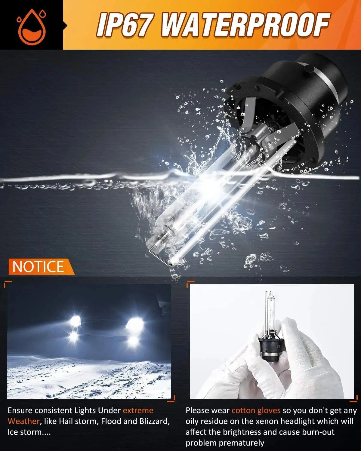 D2S 35W 6000K Diamond White HID Headlight Bulbs