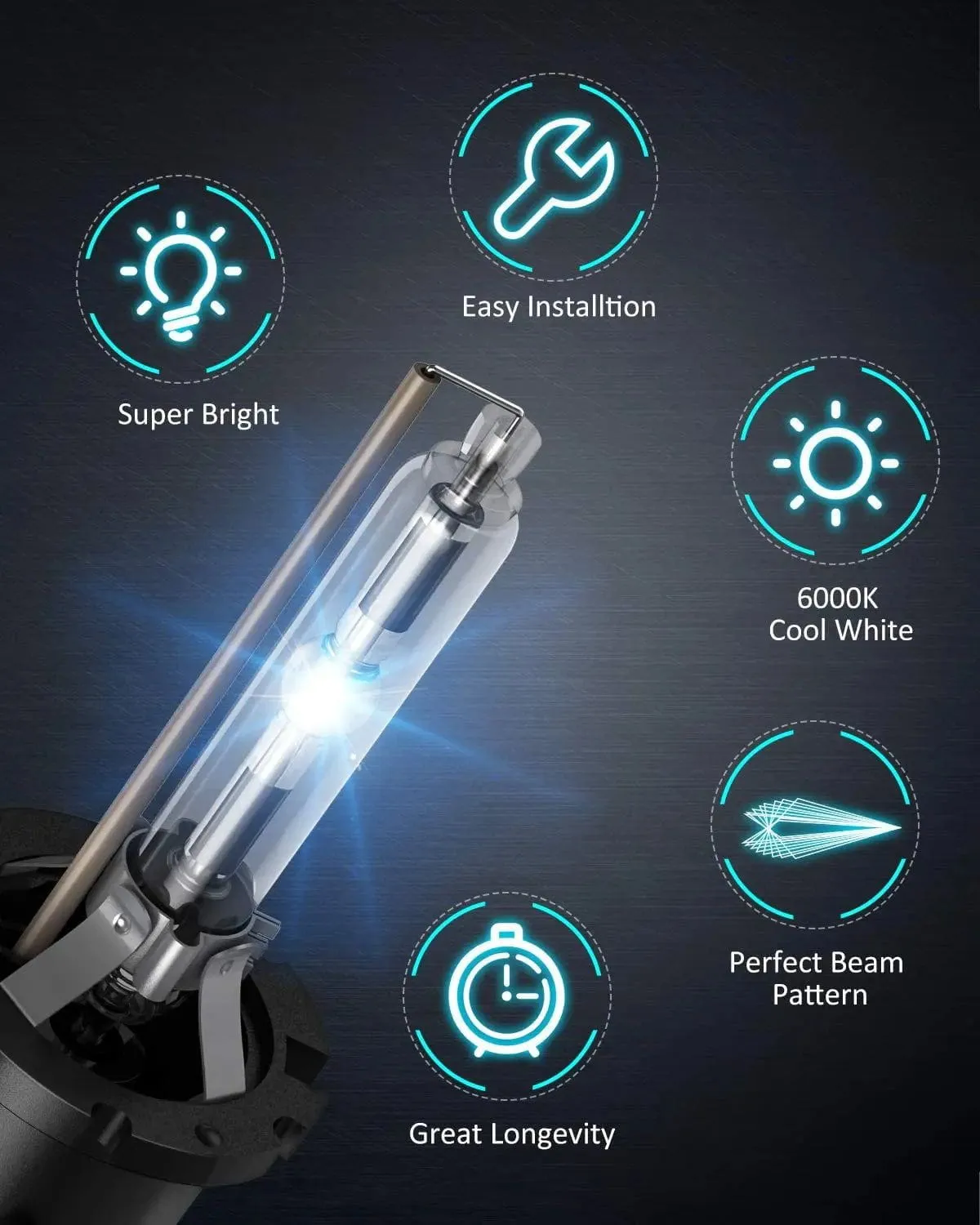 D2S 35W 6000K Diamond White Xenon HID Headlight Bulbs