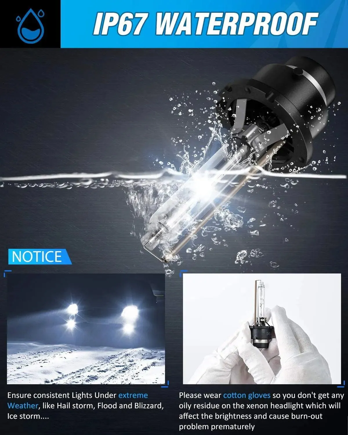 D2S 35W 6000K Diamond White Xenon HID Headlight Bulbs