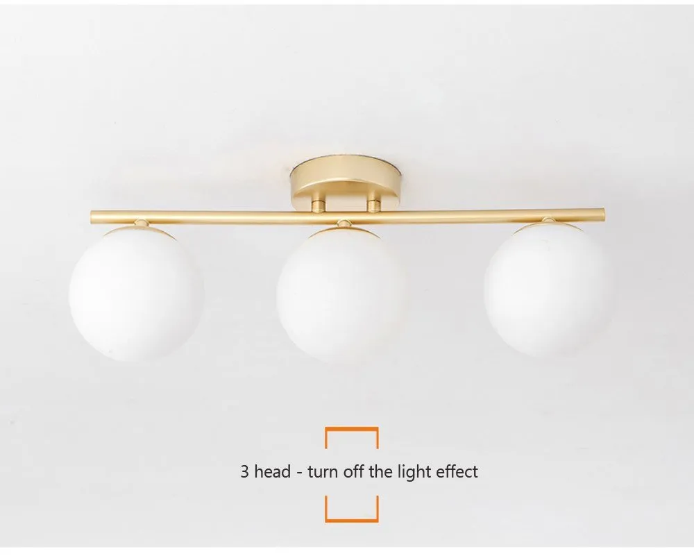 DAR Nordic LED Glass Ceiling Light White Ball Creative Golden