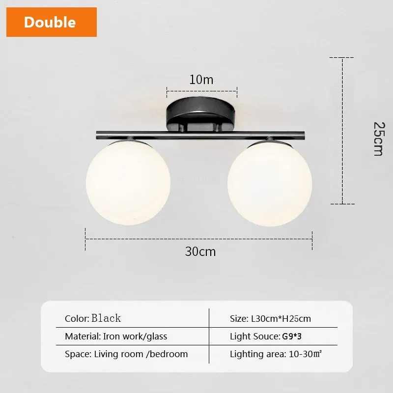 DAR Nordic LED Glass Ceiling Light White Ball Creative Golden