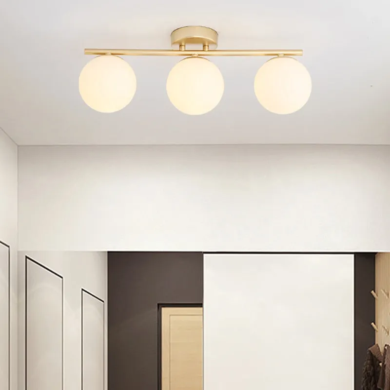 DAR Nordic LED Glass Ceiling Light White Ball Creative Golden