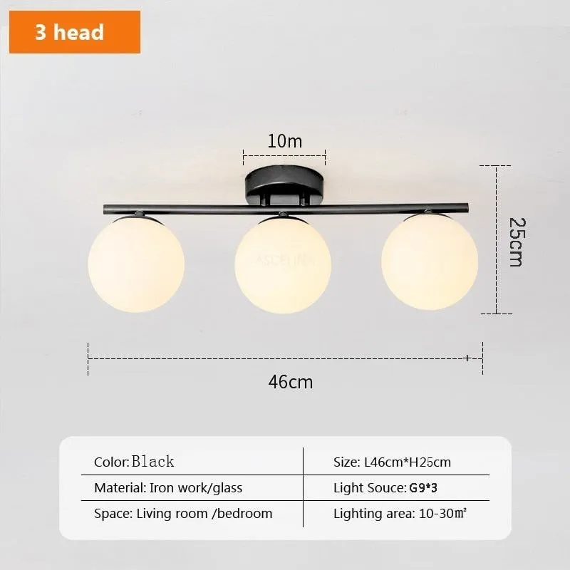 DAR Nordic LED Glass Ceiling Light White Ball Creative Golden