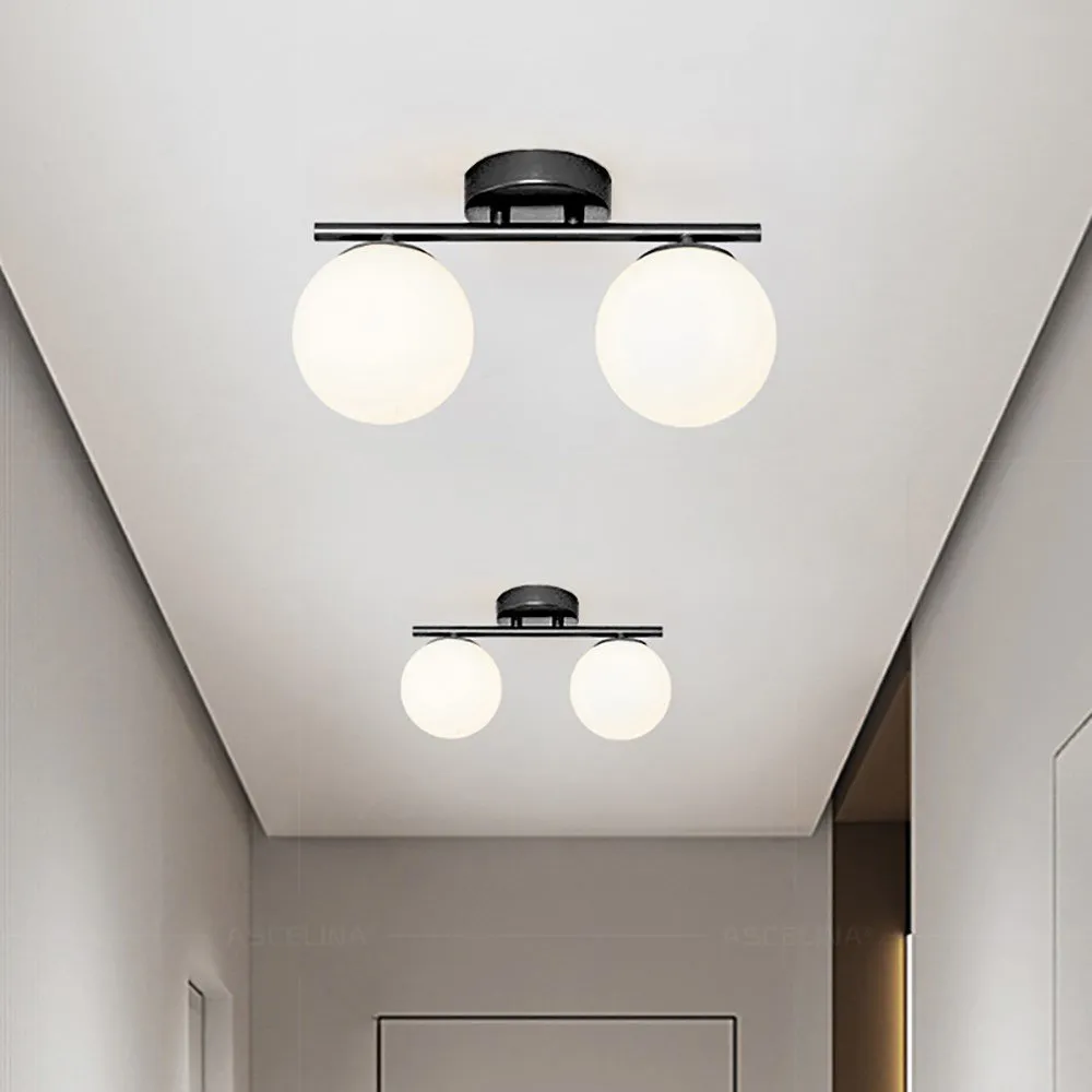 DAR Nordic LED Glass Ceiling Light White Ball Creative Golden
