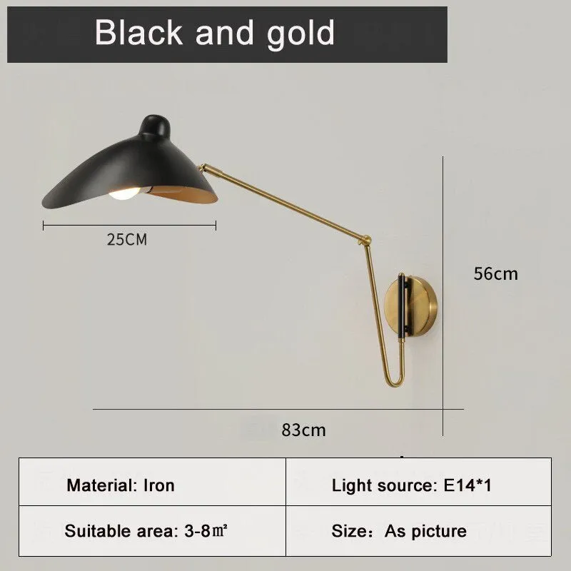 Designer Rocker Arm Wall Lamp With Swing Iron Arm