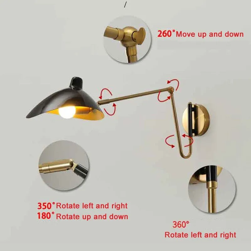 Designer Rocker Arm Wall Lamp With Swing Iron Arm