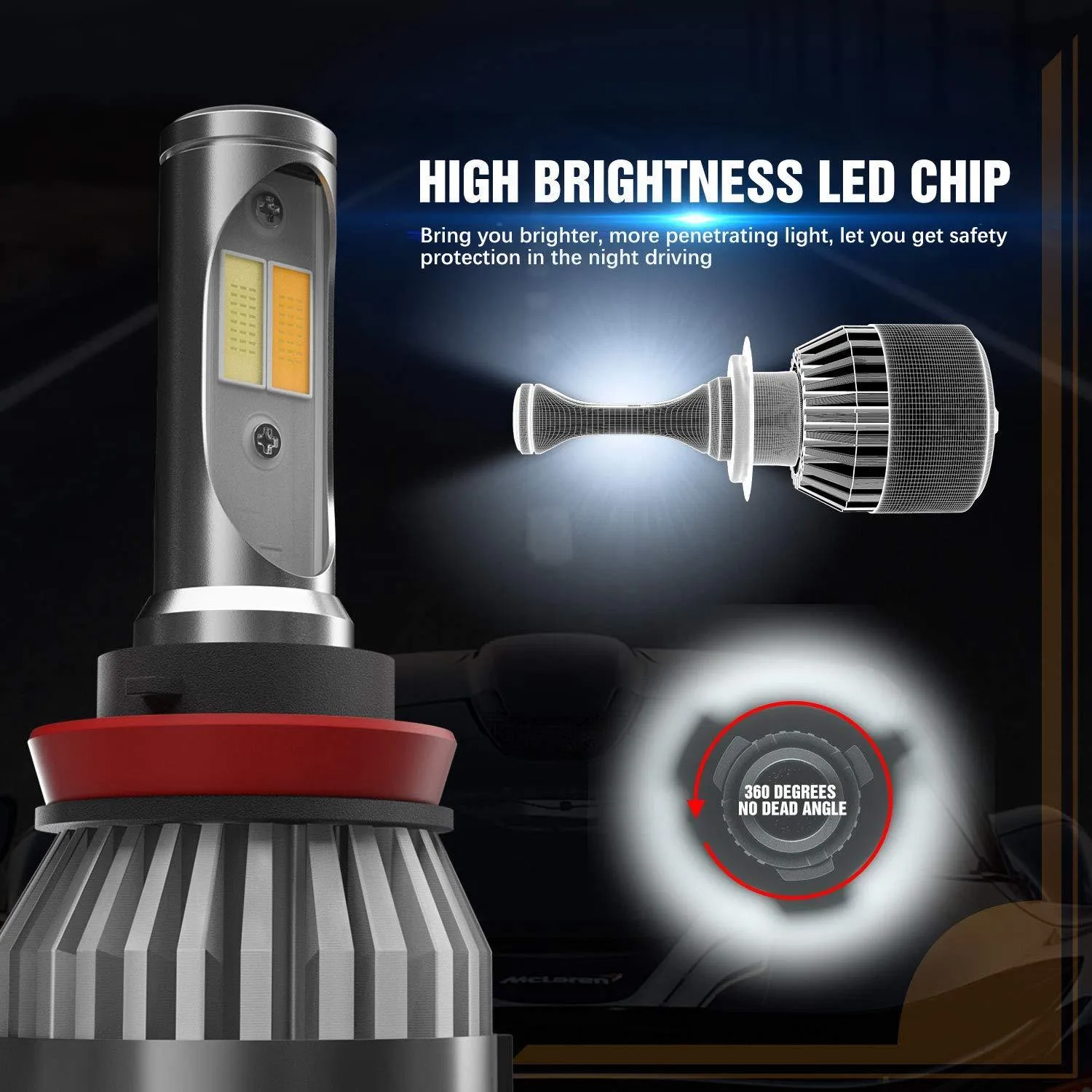 Dual-Color LED Headlight Conversion Kit w/ Fog Light Function - White/Yellow