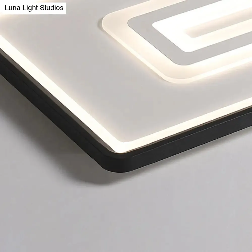 Dual Rectangle Flush Nordic Style Black Metal Light - 35.5"/43" Width, Warm/White Light, Stepless Dimming with Remote Control - Indoor Fixture
