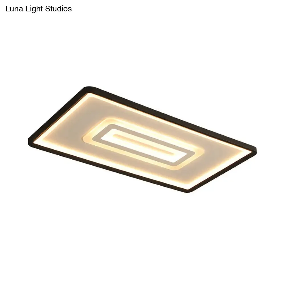 Dual Rectangle Flush Nordic Style Black Metal Light - 35.5"/43" Width, Warm/White Light, Stepless Dimming with Remote Control - Indoor Fixture