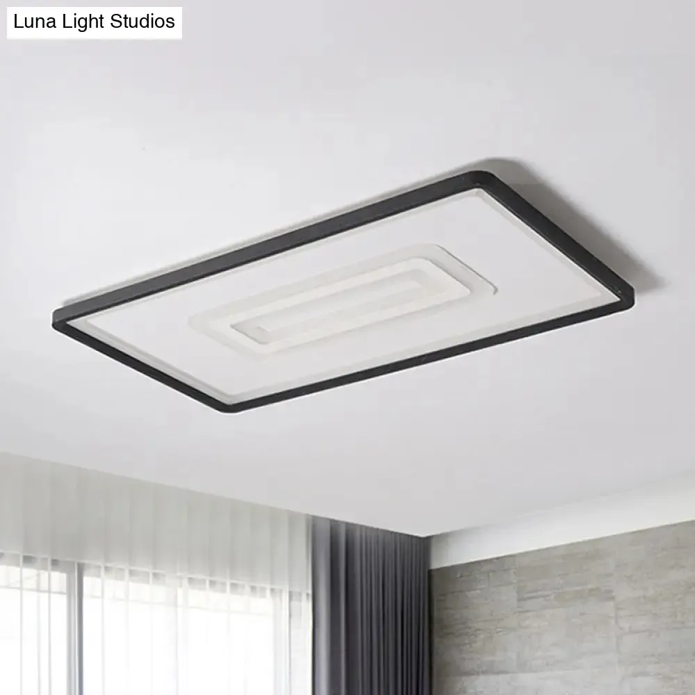 Dual Rectangle Flush Nordic Style Black Metal Light - 35.5"/43" Width, Warm/White Light, Stepless Dimming with Remote Control - Indoor Fixture