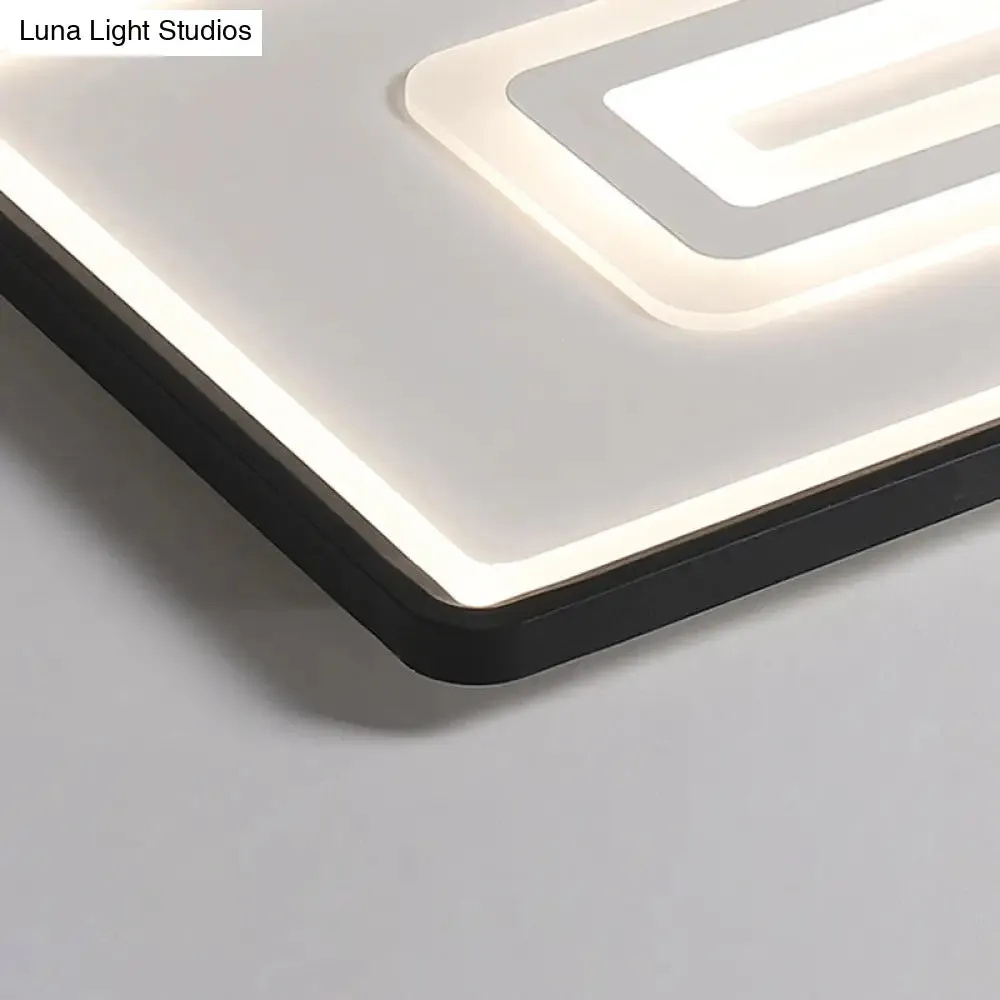 Dual Rectangle Flush Nordic Style Black Metal Light - 35.5"/43" Width, Warm/White Light, Stepless Dimming with Remote Control - Indoor Fixture