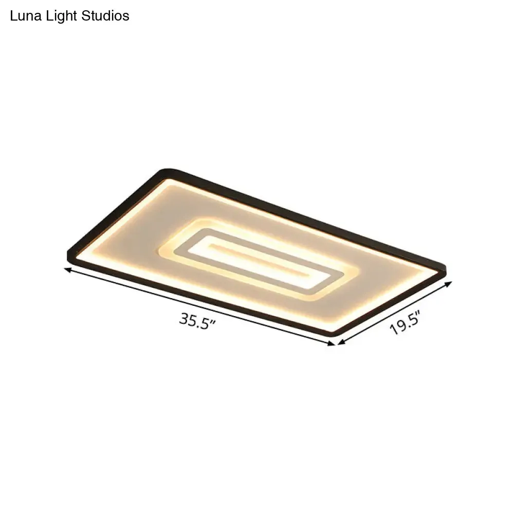 Dual Rectangle Flush Nordic Style Black Metal Light - 35.5"/43" Width, Warm/White Light, Stepless Dimming with Remote Control - Indoor Fixture