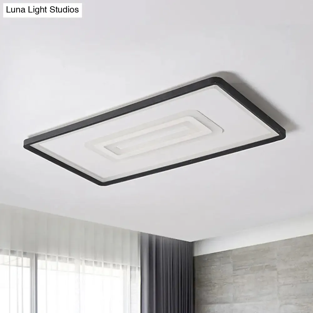 Dual Rectangle Flush Nordic Style Black Metal Light - 35.5"/43" Width, Warm/White Light, Stepless Dimming with Remote Control - Indoor Fixture