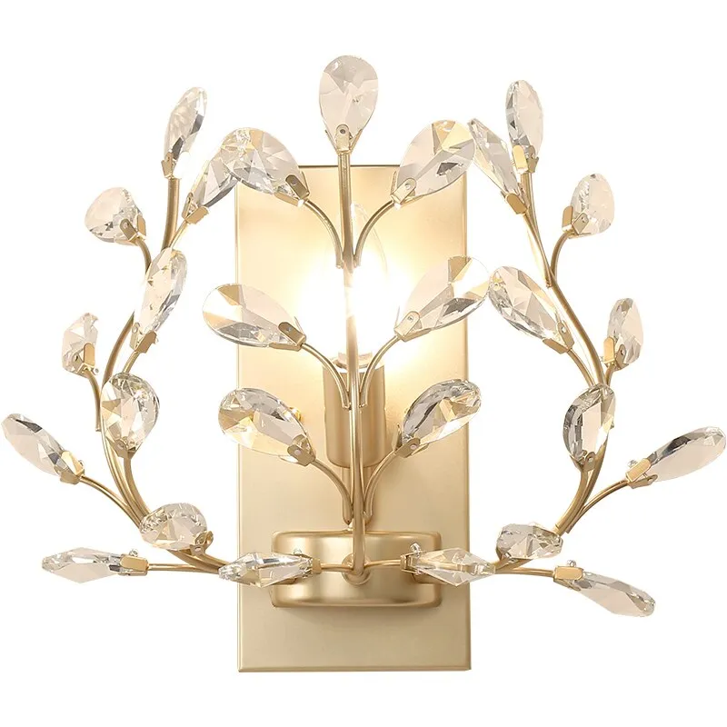 E14 Wall Sconce Crystal Wall Light Simple And Creative Bedroom Bedside Wall Lamp Crystal Lights Gold/Sliver For Home Ligting