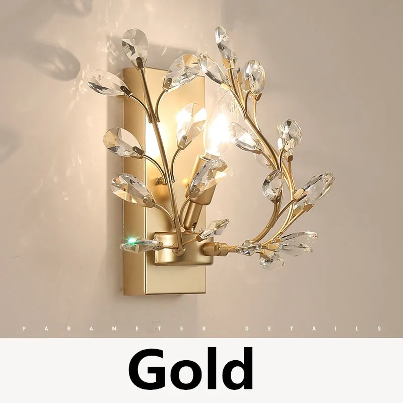 E14 Wall Sconce Crystal Wall Light Simple And Creative Bedroom Bedside Wall Lamp Crystal Lights Gold/Sliver For Home Ligting