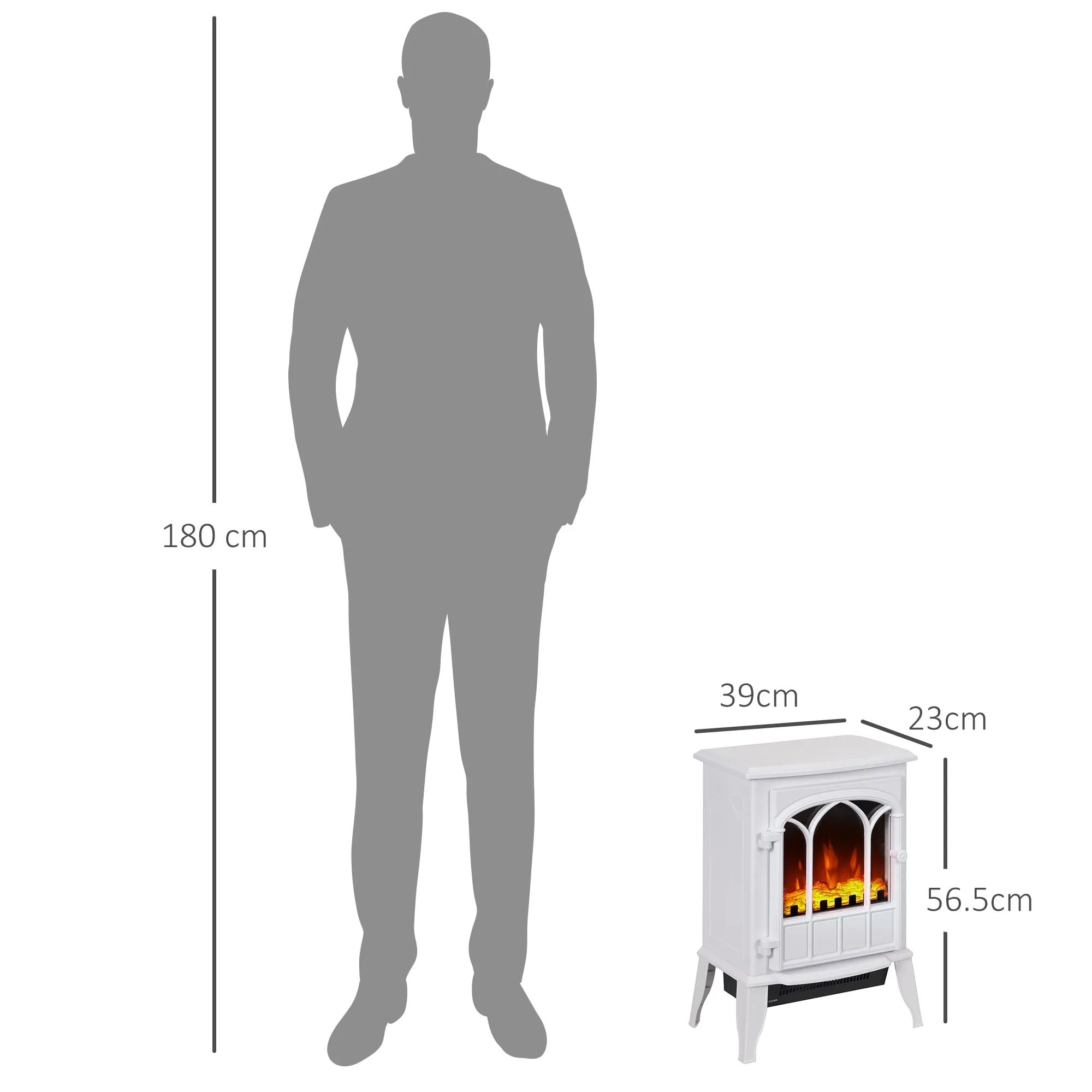 Electric Stove Heater LED Flame Effect 1000W/2000W