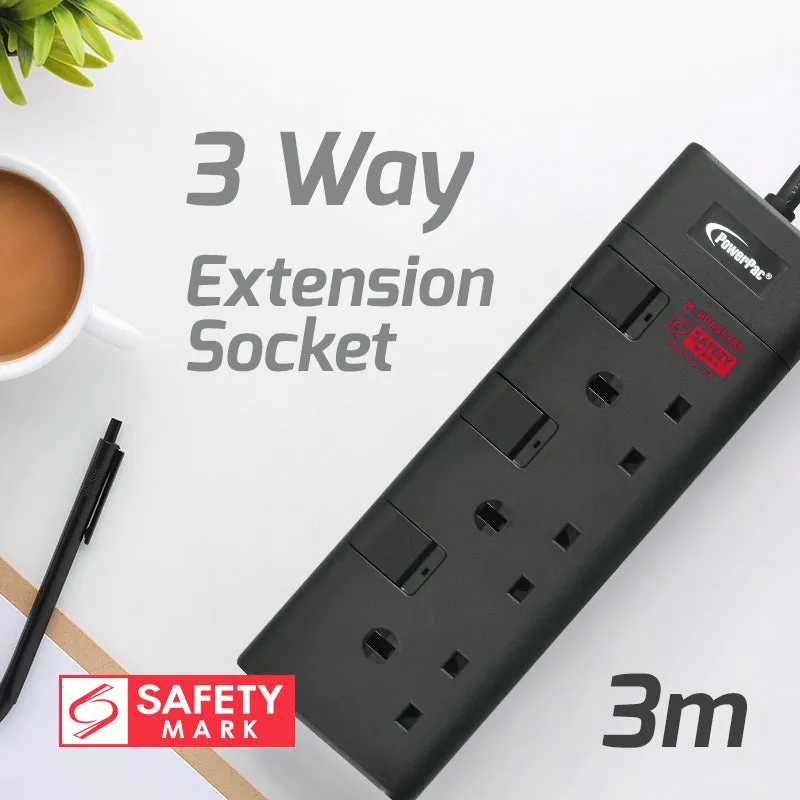 Extension Cord, Extension Socket, Power Cord, Power Extension 3 Meter(PP8553BK)