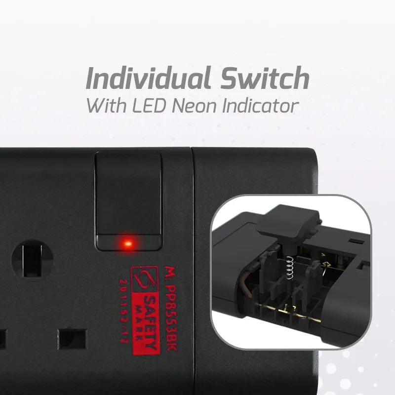 Extension Cord, Extension Socket, Power Cord, Power Extension 3 Meter(PP8553BK)