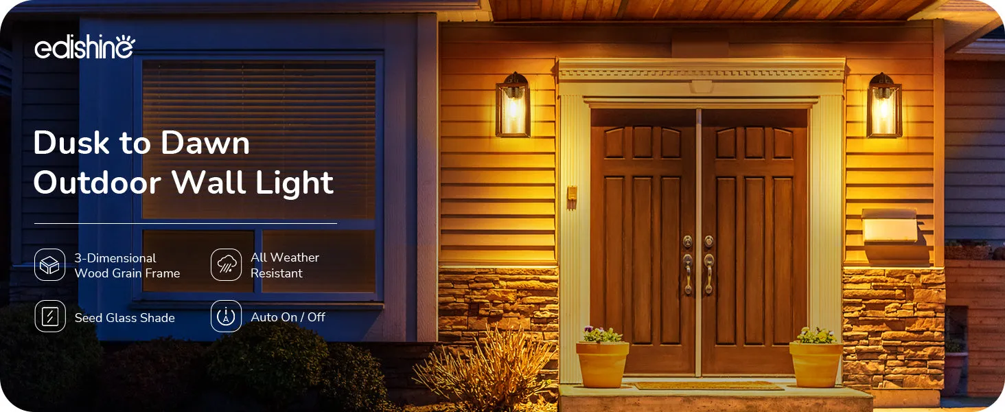 Farmhouse Dusk to Dawn Outdoor Wall Lights, E26 Base -HOWL06P