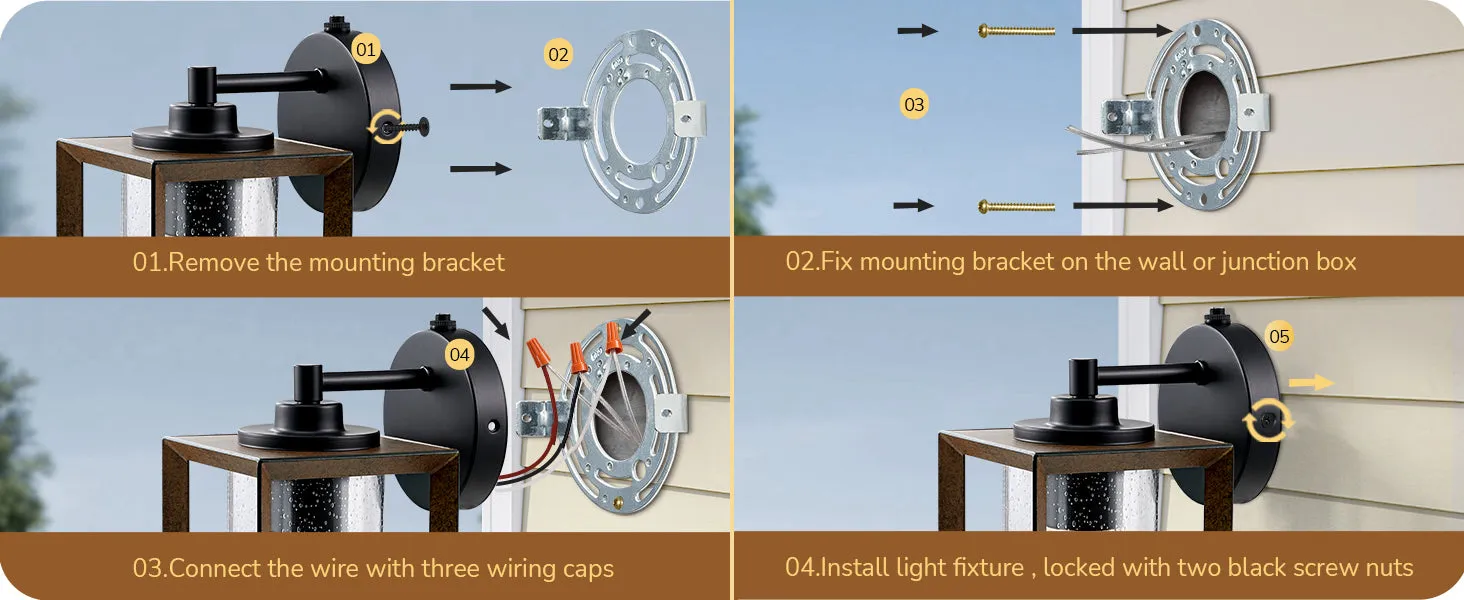 Farmhouse Dusk to Dawn Outdoor Wall Lights, E26 Base -HOWL06P
