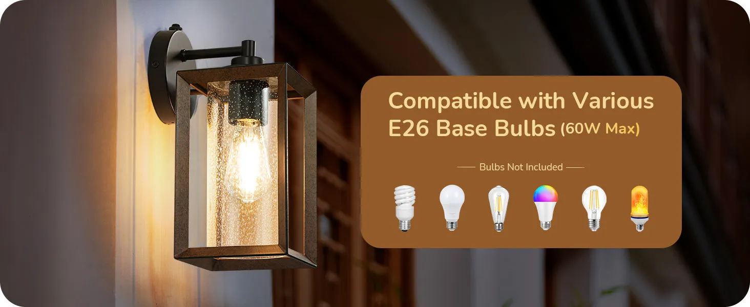 Farmhouse Dusk to Dawn Outdoor Wall Lights, E26 Base -HOWL06P