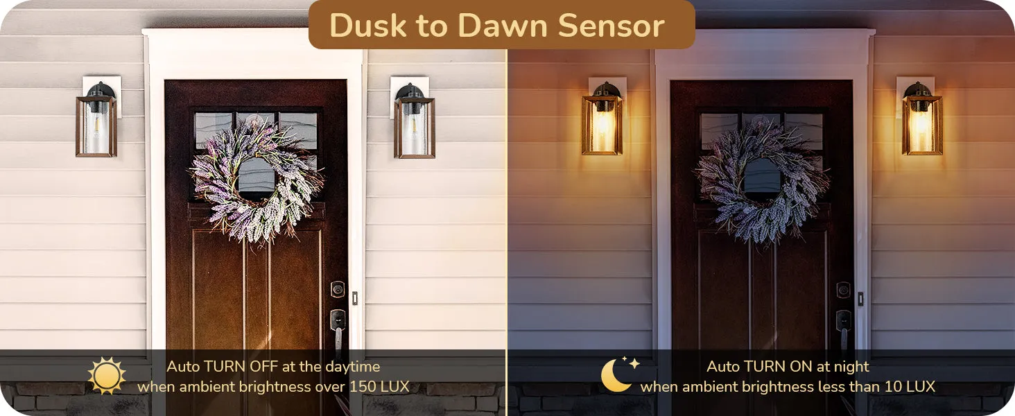 Farmhouse Dusk to Dawn Outdoor Wall Lights, E26 Base -HOWL06P