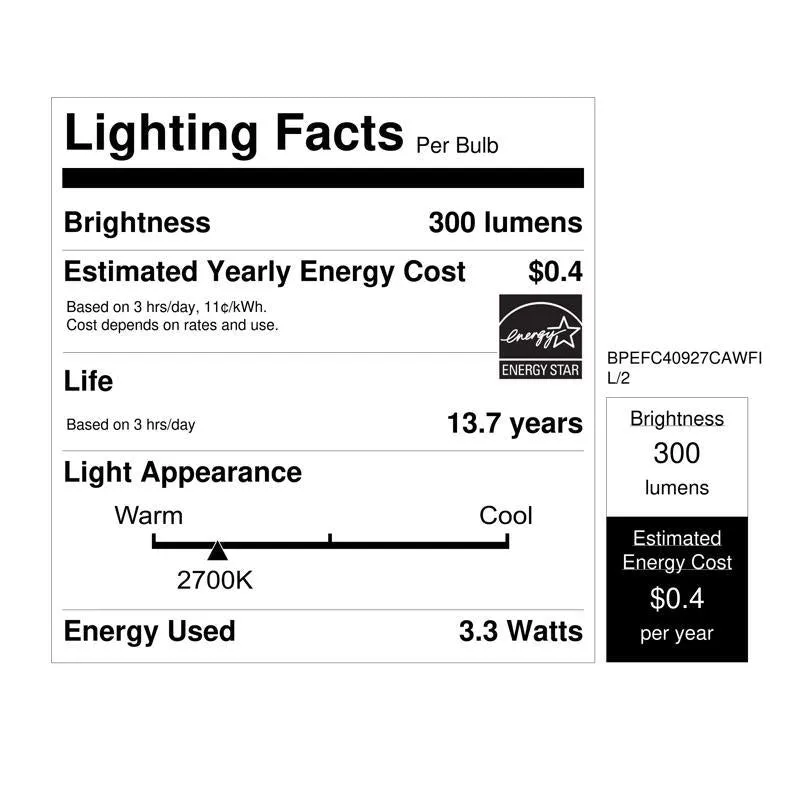 Feit White Filament BA10 E26 (Medium) Filament LED Bulb Soft White 40 Watt Equivalence 2 pk