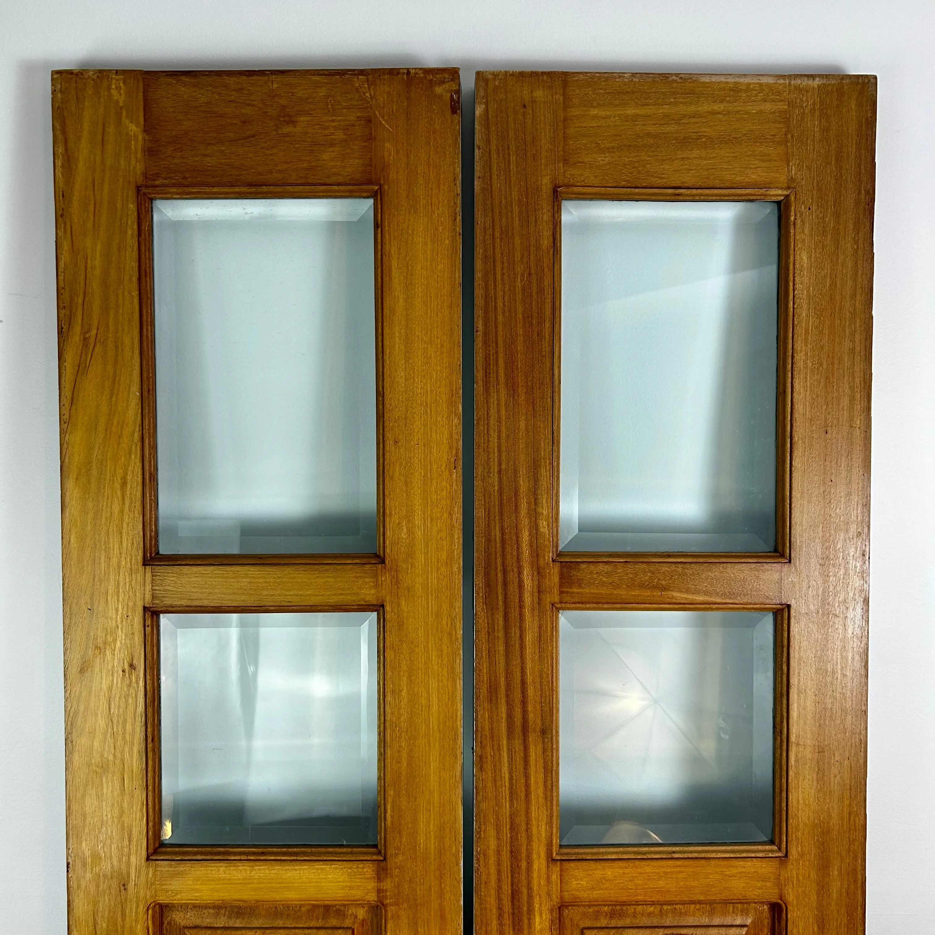 Five Panel Narrow Doors, Hand Carved Detail, Solid Wood, Beveled Glass