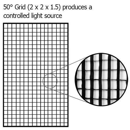 Fotodiox Pro Eggcrate Grid for Softbox - Fits Pro Studio Solutions EZ-Pro and Fotodiox Pro Standard Softboxes - 50 Degree Grid (2x2x1.5" Openings)
