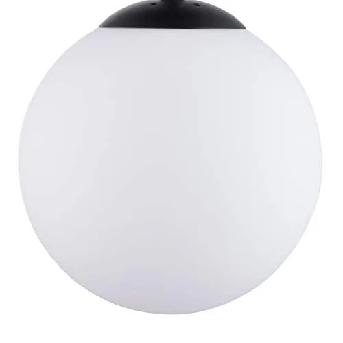 Globe Semi Flush Mount Ceiling Light, Frost White Glass with Black Finish, Contemporary Mid Century Modern Style