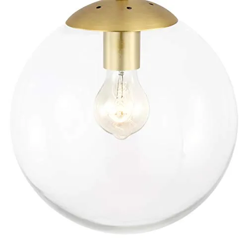 Globe Semi Flush Mount Ceiling Light, Frost White Glass with Black Finish, Contemporary Mid Century Modern Style