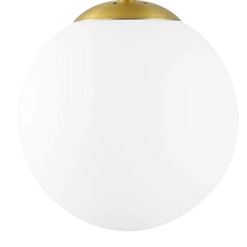 Globe Semi Flush Mount Ceiling Light, Frost White Glass with Black Finish, Contemporary Mid Century Modern Style