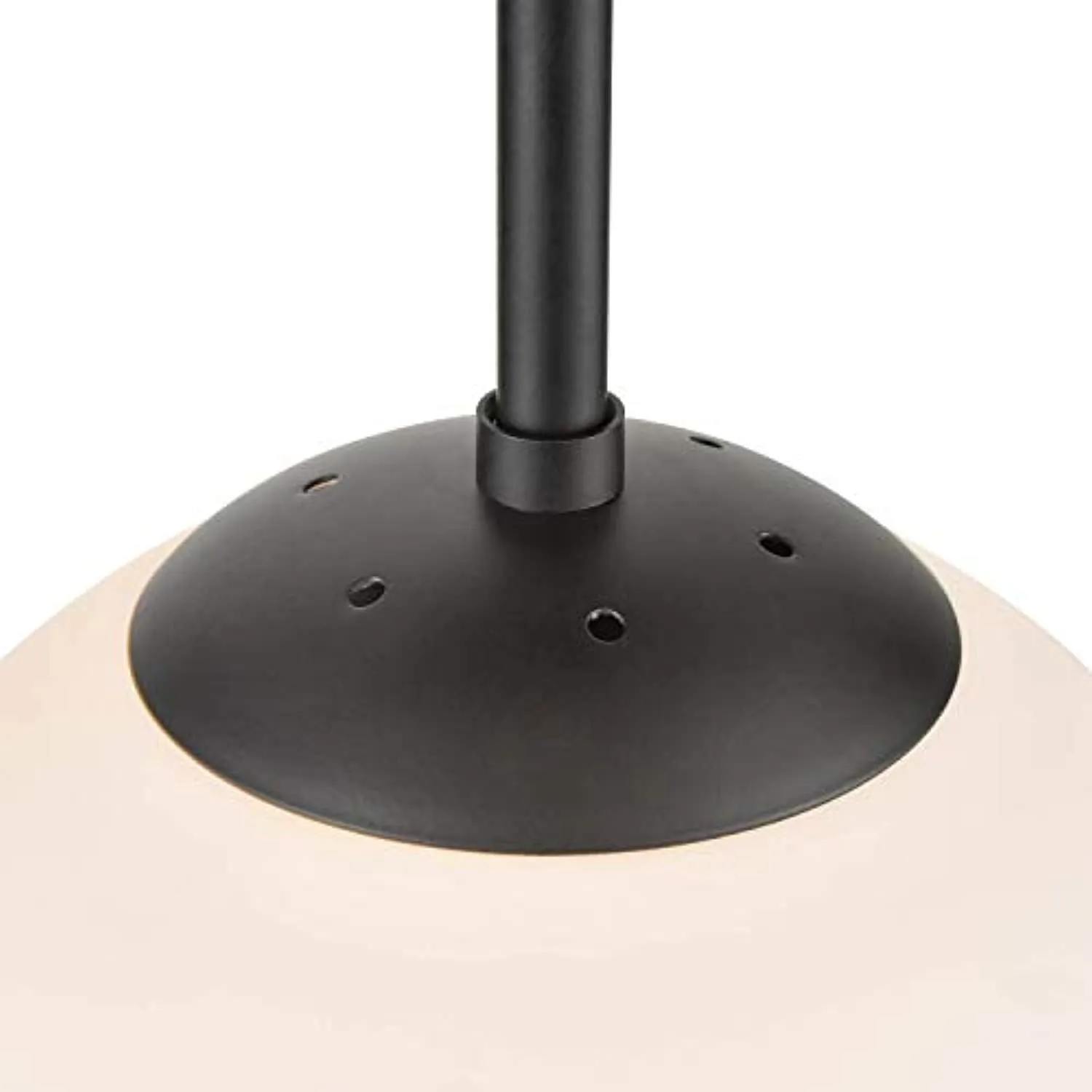 Globe Semi Flush Mount Ceiling Light, Frost White Glass with Black Finish, Contemporary Mid Century Modern Style
