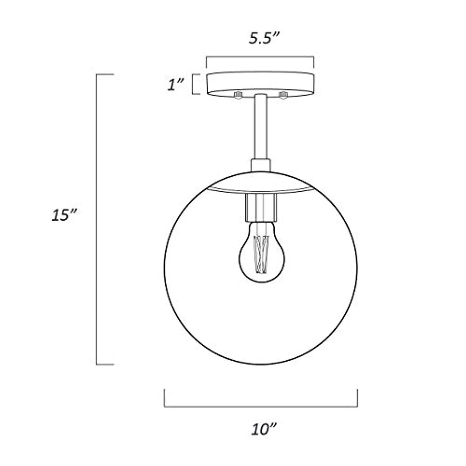 Globe Semi Flush Mount Ceiling Light,Contemporary Mid Century Modern Style Lighting Fixture Gold