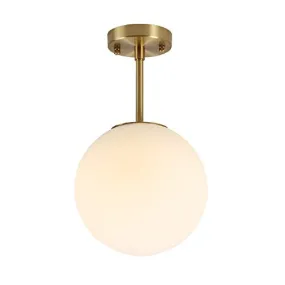 Globe Semi Flush Mount Ceiling Light,Contemporary Mid Century Modern Style Lighting Fixture Gold